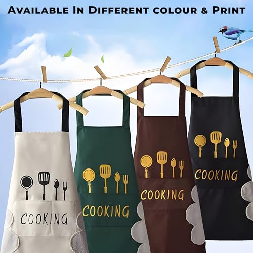 Image of Kraptick Kitchen Apron - Comfortable Cooking Waterproof Apron for Men and Women With Pocket and Side Coral Velvet for Wiping
