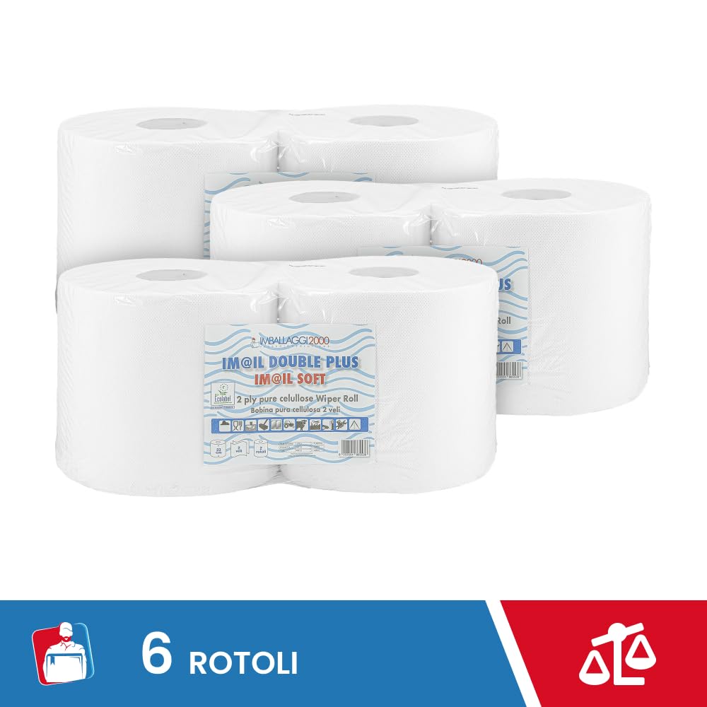 IMBALLAGGI 2000 - Rollos de Papel para Secado Industrial - 800 Tiras - Ideal para Uso alimentario y Compatible con dispensador - x Rollos
