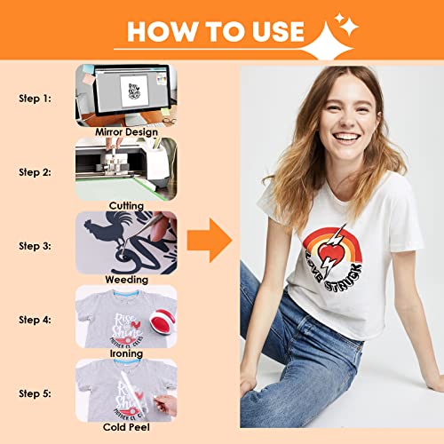 Image of HTVRONT HTV Vinyl Rolls Red Black and White Heat Transfer Vinyl - 12 inch x 20ft HTV for Shirts, Iron on Vinyl for All Cutting Machines - Easy to Cut & Weed for DIY Heat Transfer Design