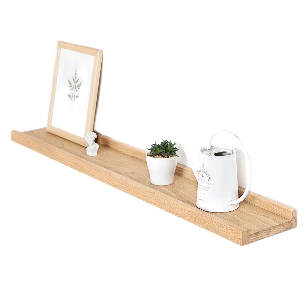 Floating Shelf, 36" Rustic Solid Oak Wood Timber Block Wall Wooden Concealed Bracket Picture Ledge Shelf Wall Mounted Shelf Hanging Display Bookcase (6" Width)