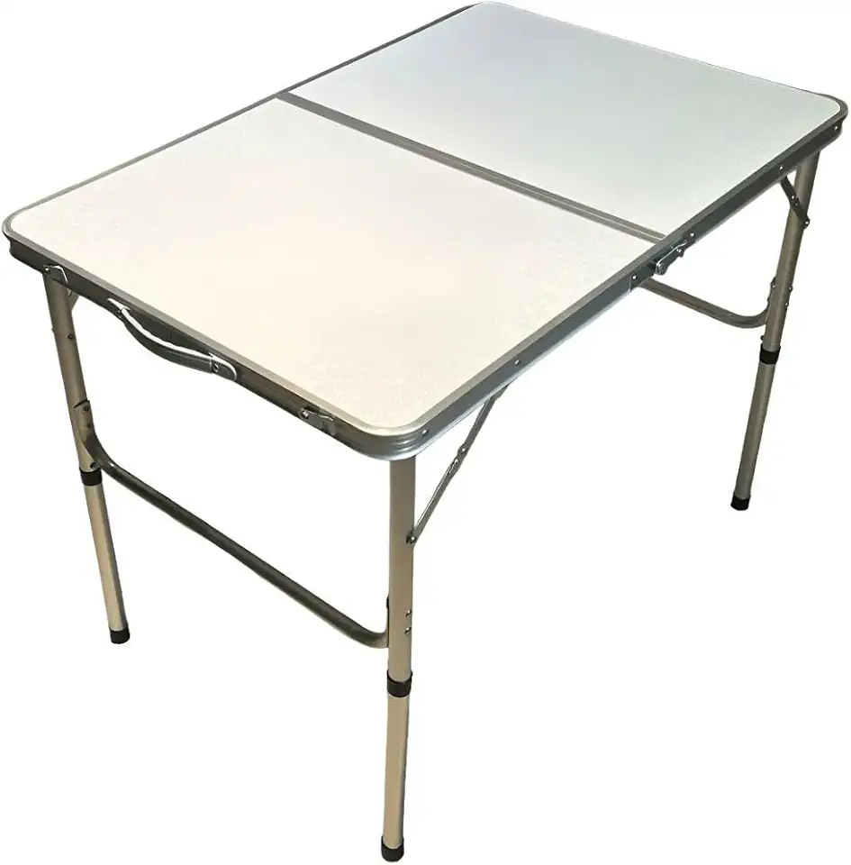 Mesa Dobrável Vira Maleta Alumínio Com Alça Portátil 90x60cm Para Camping Pesca Jardim Área Externa Ou Interna Salão De Festas Gourmet Cor Branco