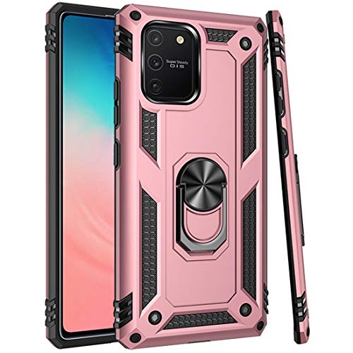 Zoeirc Case for Galaxy S10 Lite Case/for Samsung A91 Phone Case, [Military Grade] Magnetic Car Ring Holder Mount Kickstand Defender Protective Cover Case for Samsung Galaxy S10 Lite (2020) (Rose Gold)
