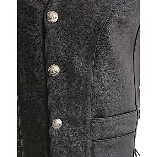 Milwaukee Leather ML1369 Men's Premium Side Lace Black Leather Vest with Buffalo Snaps2