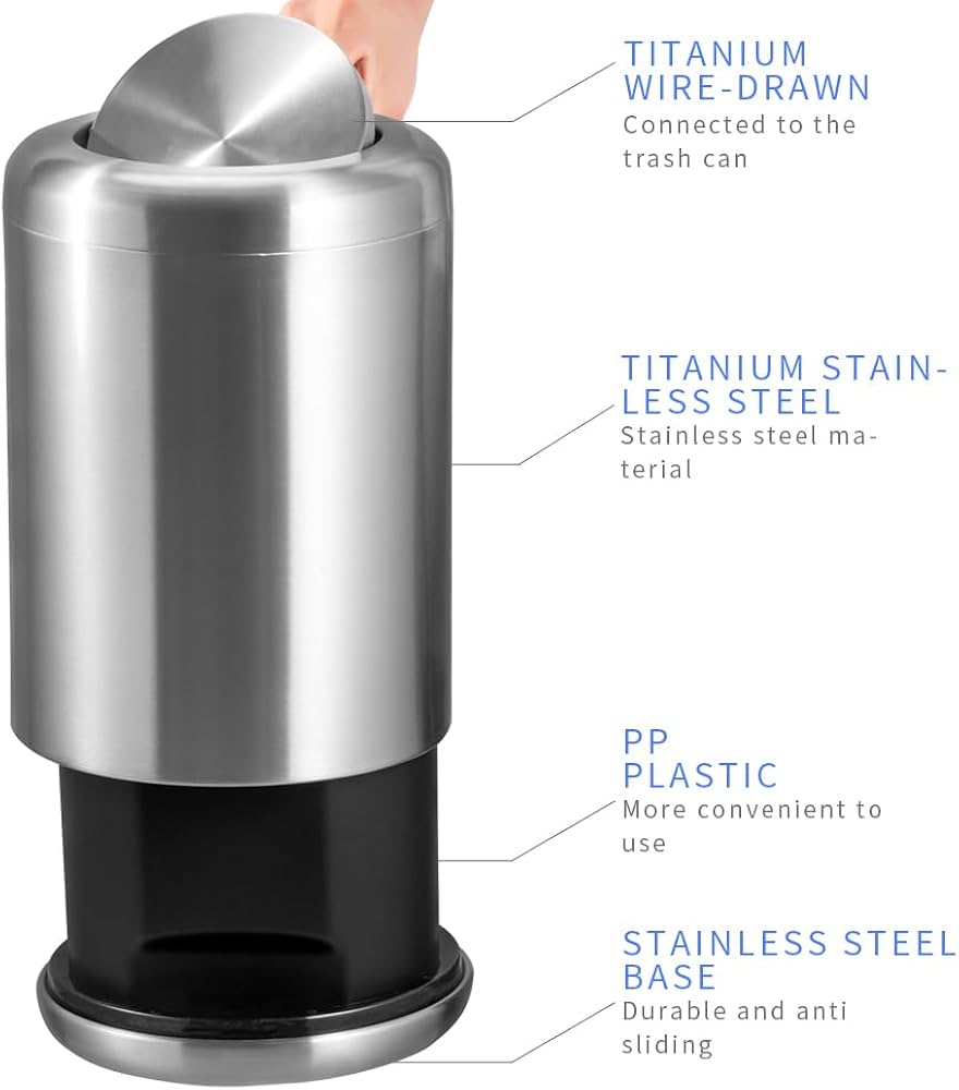 Amazon.com: BRIEFHUMAN Waste Can 3 Gallon with Swing Lid,Brushed Amazon.com: BRIEFHUMAN Waste Can 3 Gallon with Swing Lid,Brushed