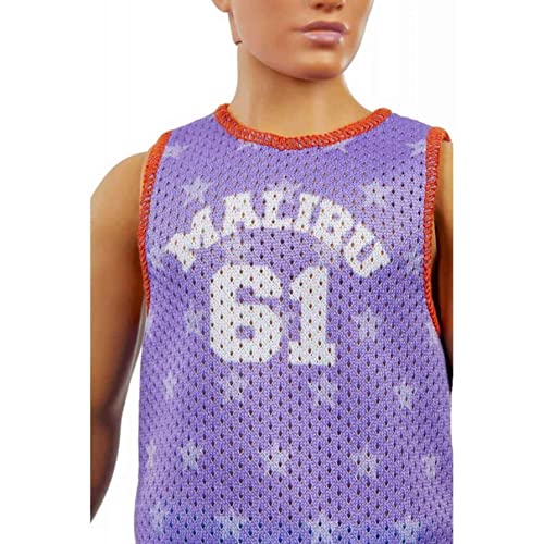 Muñeco Barbie Ken Fashionistas con ropa morada y joggers azules miniatura 4