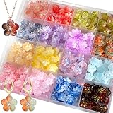 50PCS Colorful Flower Beads Charm Bulk for Jewelry Making Cute Floral Charms Spacer Bead for Bracelets Making Kit Beads Bloom Craft Acrylic Glass Bead Jewelry Making Supplies for Necklaces Keychains