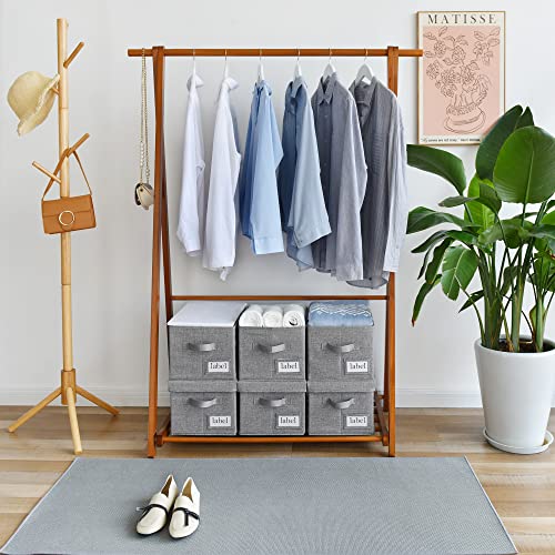 Image of GRANNY SAYS Fabric Bins with Lids, Storage Baskets for Closet Organization, Decorative Storage Containers with Label Holder, Shelf Bins for Organizing Clothes, Dark Gray, 3-Pack