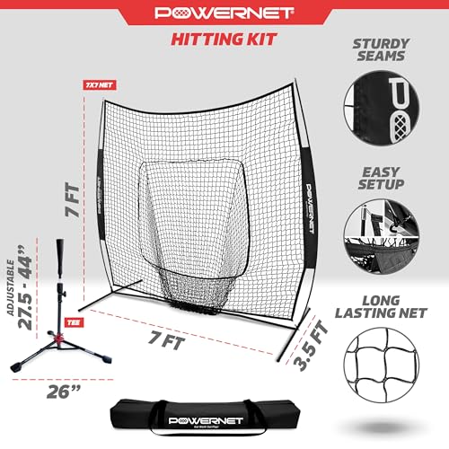 image for PowerNet Baseball Softball Practice Net 7x7 with Baseball Accessories 