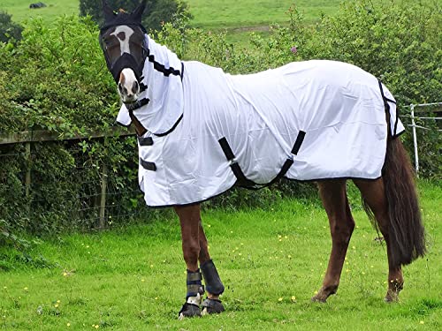 Turner Cool White Fly Rug for Horse/Pony/Shetland - Lightweight Full Neck Combo - 84'