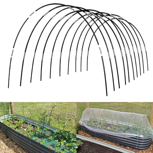 Greenhouse Hoops Grow Tunnel, 10 Sets of 7FT Garden Hoops for Raised Beds, Rust-Proof Fiberglass Frame for Garden Netting, Greenhouse Kit, Plant Shade Cloth, Plant Row Cover, 50 pcs