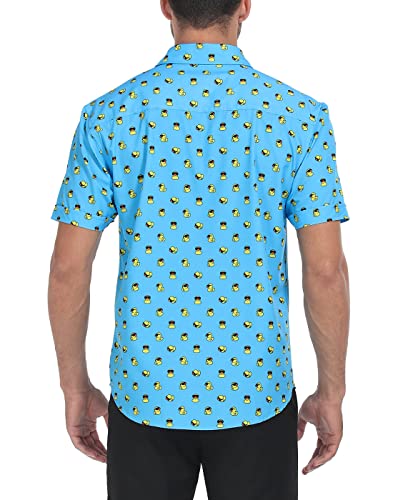 Lrd Men's Novelty Casual Button Down Shirt Short Sleeve Hawaiian Dress Shirts Gangsta Ducks - M #TOP4