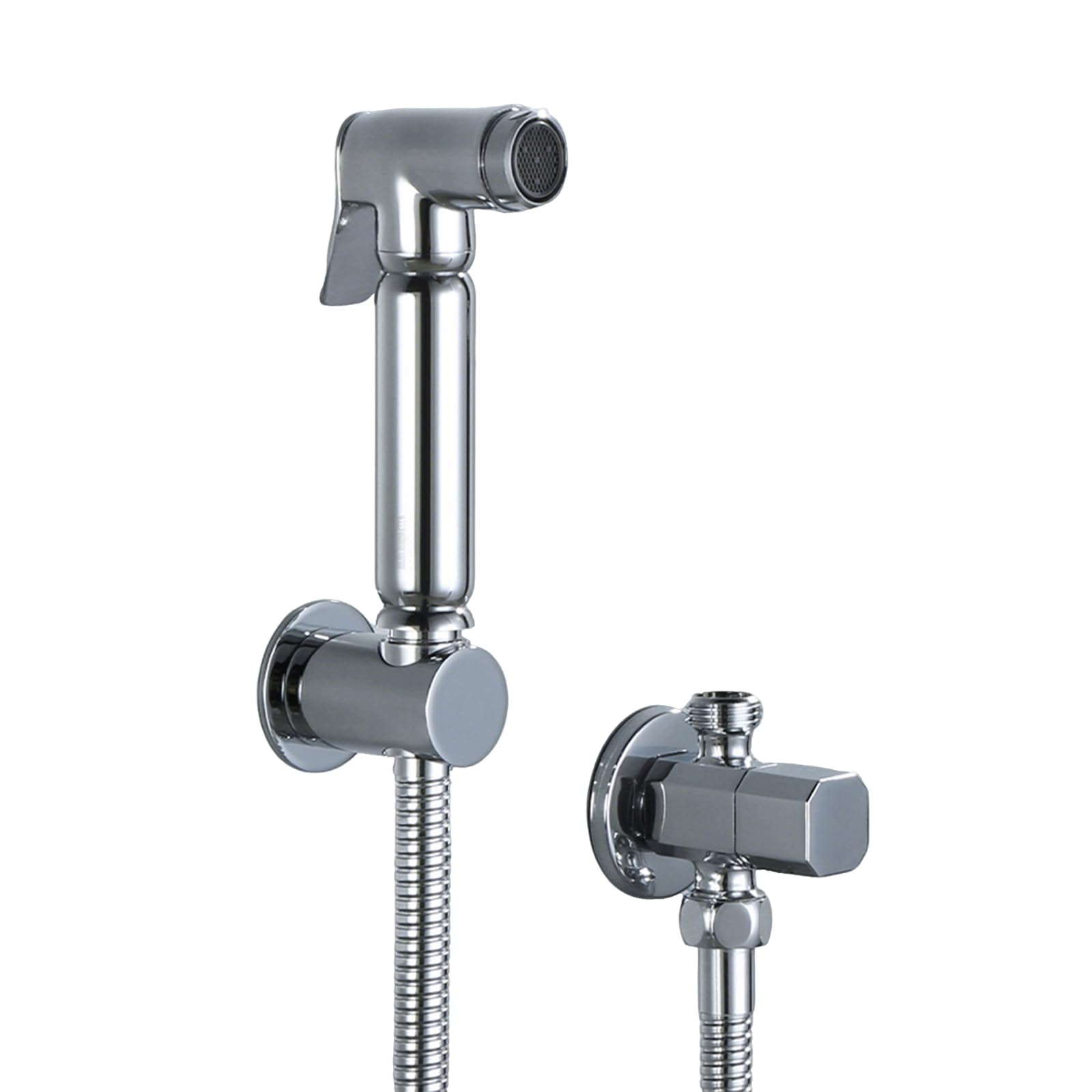 Grifo Portatil para Wc Kit Cromado Juego de Ducha de Mano de Bidé Latón para Higiene Personal,Tubo de Acero Inoxidable C