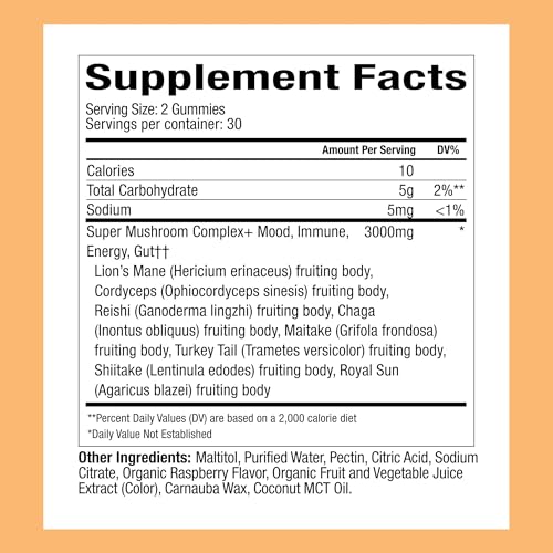 Plant People WonderDay Mushroom Gummies - Lion’s Mane, Cordyceps, Chaga Mushroom Supplement to Support Immune System De-Stress Boost Mood & Energy in Adults Natural, Vegan, Non-GMO (60 Count) - Thumbnail 7
