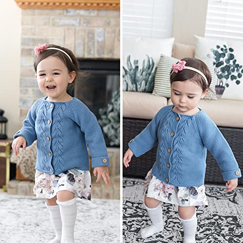 Image of Simplee kids Baby Girl Thin Sweater Solid White Pink Cardigans for Toddler 0-3Years