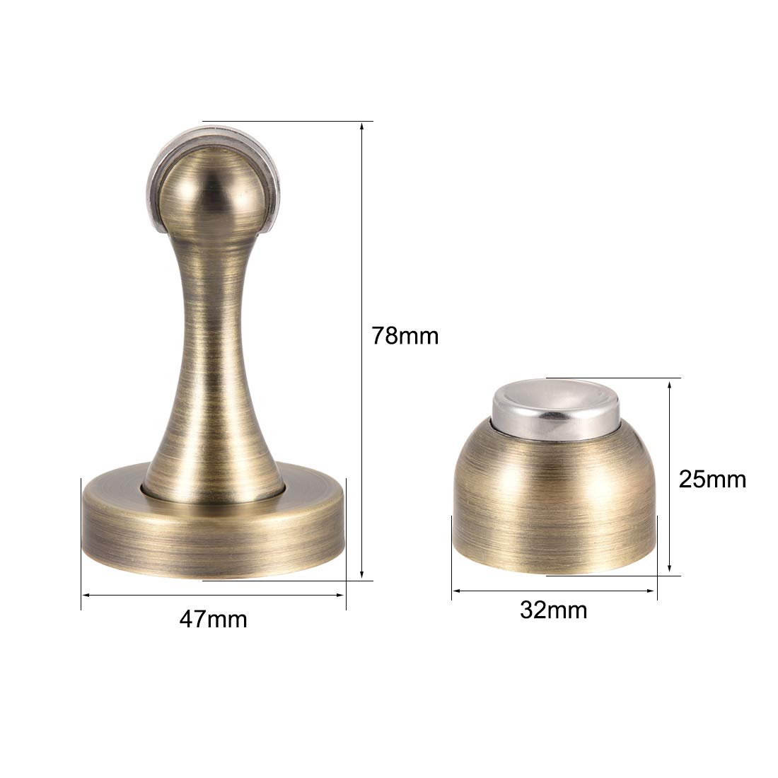 Topes para Puertas, Topes de Puerta, cuñas, bloqueadores, Soporte magnético Acero Inoxidable 201, Tornillo Tope, Montaje en Pared, Tono latón