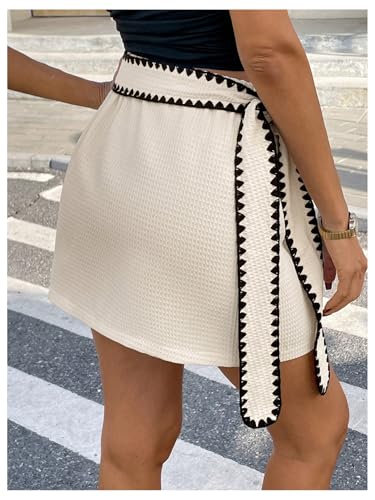 MakeMeChic Women's High Waist Tie Side Skirt Wrap Work Office Short Skirts2
