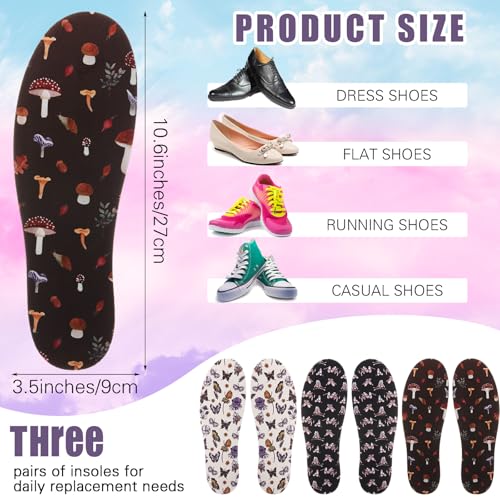 Image of 3 Pairs No Show Socks Sockless Shoe Liner Washable Barefoot Shoe Insoles No Slipping Inserts(Lively Style)