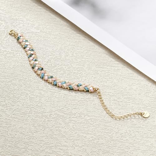 Image of KELITCH Colorful Tila Beaded Bracelets Women Strand Friendship Bracelet Handmade New Link Cuff Bracelets