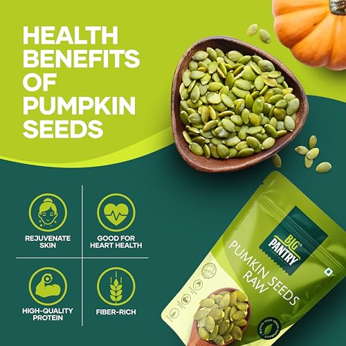 Image of Big Pantry Pumpkin Seeds 500g | Immunity Booster & Fiber Rich Superfood | Raw Pumpkin Seeds for Weight Management | Rich Source of Zinc & Antioxidants | Protein Rich Seeds for Eating | (Pack of 3)