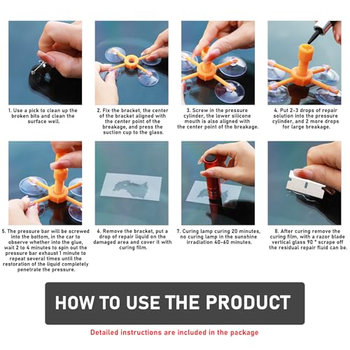 Image of Ohleats Windshield Repair Kit, Windshield Crack Glass Repair Kit with Pressure Syringe, Quick Repair Kit for Fixing Windscreen Chips Bulls-Eye Star-Shaped Crack, Car Accessories