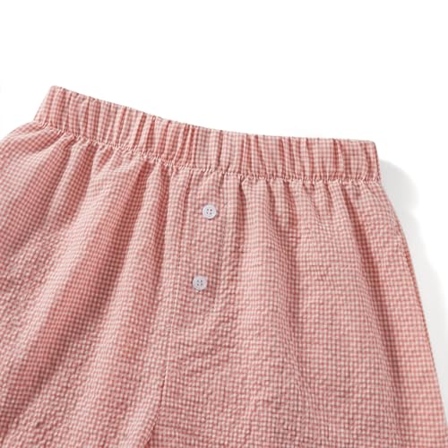 Image of Pivanzore Y2k Plaid Shorts for Women Casual Elastic Waist Aesthetic Lounge Bottom Baggy Pajama Shorts Boxers Sleepwear