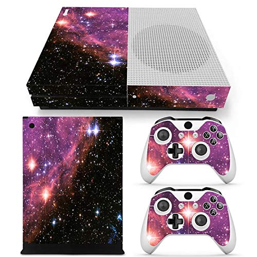 DOMILINA Protective Vinyl Skin Decal Cover for Microsoft Xbox One S Console wrap Sticker Skins with Two Free Wireless Controller - Purple Galaxy