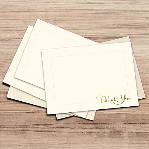 Image of Designer Greetings Blank Thank-You Note Cards, Golden Script (10 Blank Any Occasion Cards 10 Foil-Lined Envelopes) | Boxed Card Set, Matching Envelopes, Foil and Glitter Details