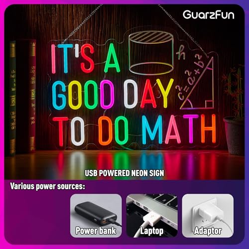 Image of It's A Good Day To Do Math Neon Sign Colorful LED Light for Classroom Wall Decor Math Teacher Lover Student Gift Home Office Study Room Fun and Inspirational Math-Themed Neon Light