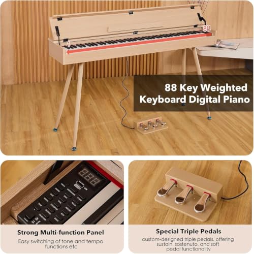 Image of Digital Piano 88 Key Weighted Keyboard Full-Size Desk Electric Piano