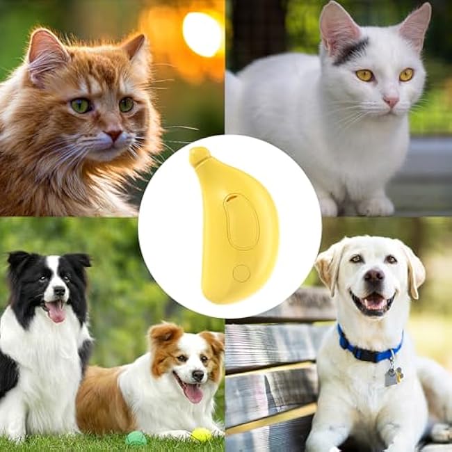 Cat Steam Brush, Cute Banana Shape Hair Brush Cat Dog Pet Brush Massager Steaming Spray Massaging Comb, Steamy Cat Brush, Flyaway Hair Prevention Cat Grooming Brush, Dog Grooming Supplies (Yellow)-tg8tmziv