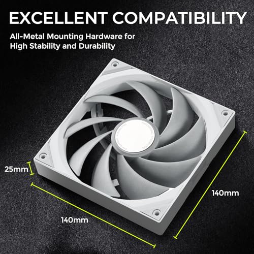 Image of TRYX ROTA PRO 140 White 140mm Case Fan 4-Pin PWM LCP Material FDB White Case Fan 1650RPM with 100.3CFM Airflow High-Performance Quiet Operation