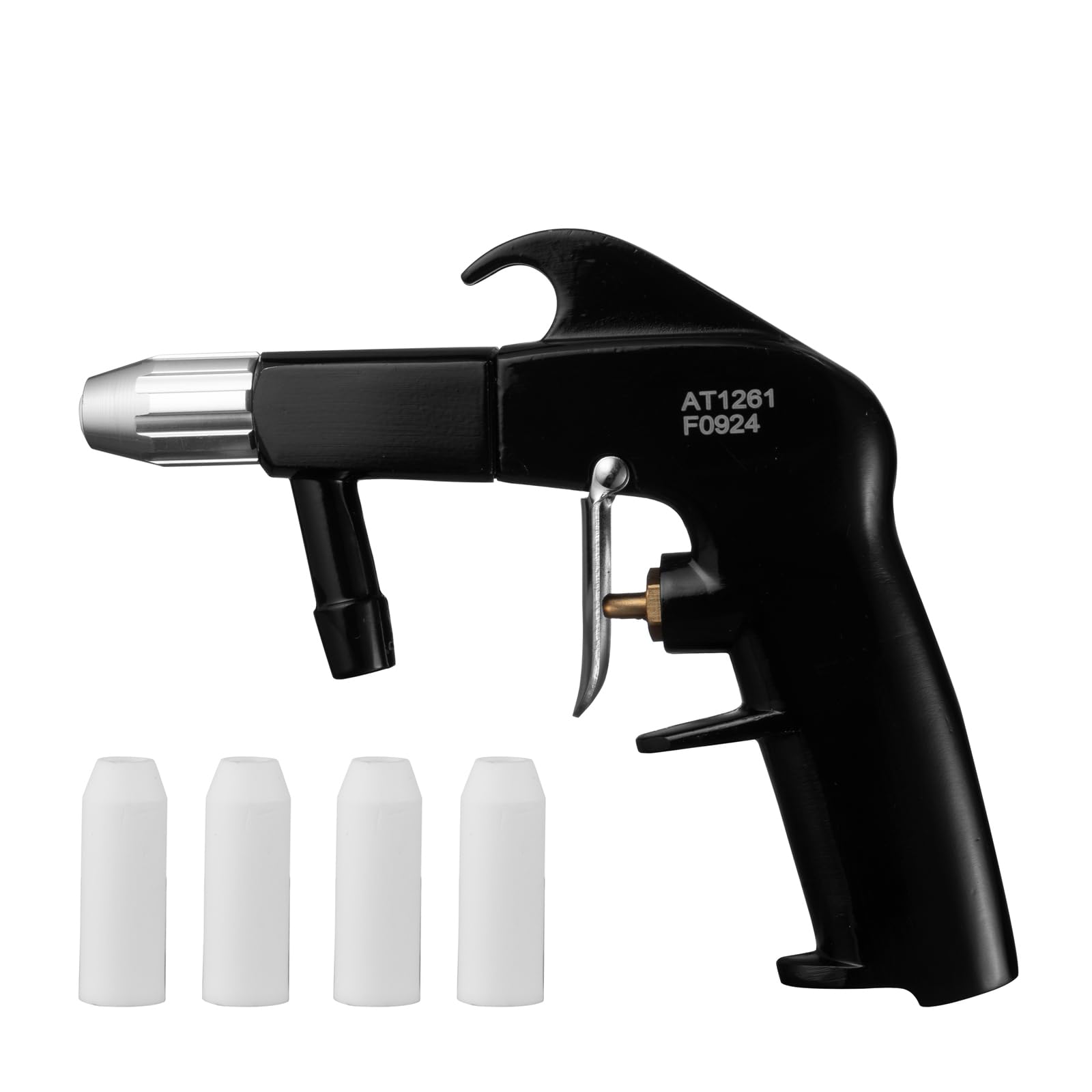 SwitZer Siphon Feed Sand Blasting Gun with 4 Ceramic Nozzles 4mm, 5mm, 6mm & 7mm, Portable Air Sandblaster Spray Gun for Abrasive Grit Blasting, Black, SBG02