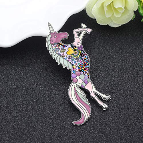 Image of DUOWEI Dainty 6 Colors Unicorn Horse Brooch Fancy Unicorn Lapel Pin Clothes Scarf Accessories for Women Girls Jewelry Gifts