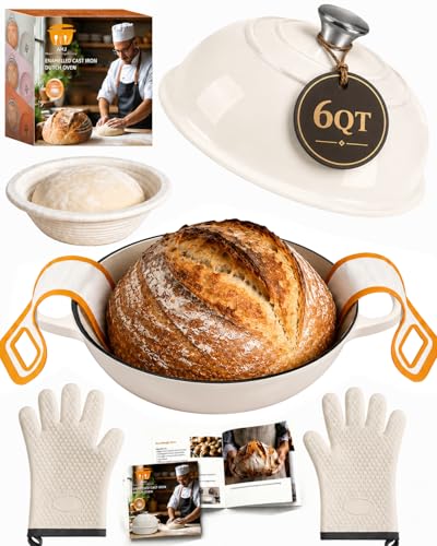 AHJ 6QT Enameled Cast Iron Bread Dutch Oven
