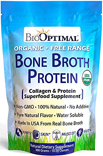Bone Broth Protein Powder, Organic Bone Broth Collagen, High Quality, Chicken Bone Broth - Natural Flavor, USDA Organic, Keto & Paleo, Non-GMO, Gluten & Dairy Free