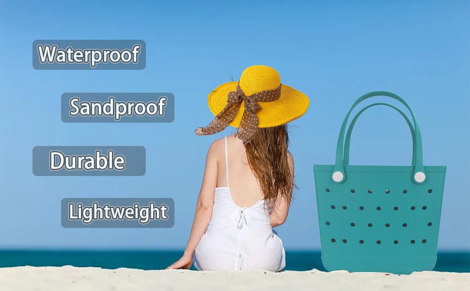 X Large Beach Bag, Oversized Rubber Beach Bag, Washable Open Tote Bag Durable Tote Travel Bags4