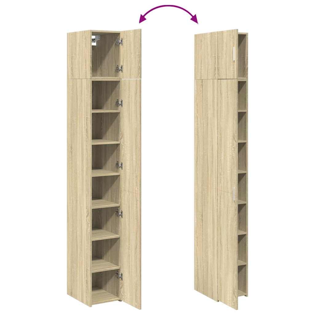 vidaXL Mobile Sottile Rovere Sonoma 30x42,5x225 cm in Truciolato, portaoggetti da Bagno, unità di conservazione