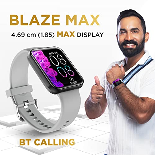 Image of GIZMORE Gizfit Blaze Max 1.85 inch IPS Display with 240 x 280 px | 450 NITS Brightness BT Calling Edge to Edge Display, Voice Assistance, Bluetooth Smartwatch (Gray)