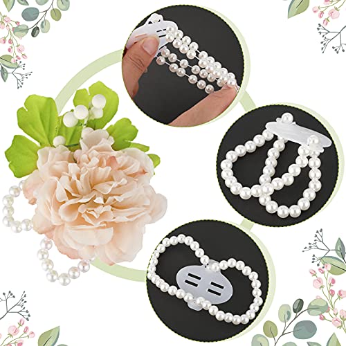 Waydress Corsage Wristlet Band Elastic Pearl Wrist Wedding Corsage Pearl Bracelet Stretch Wristband for Wedding2