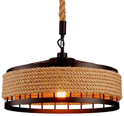 Image of GreyWings Rustic Hanging Light for Home Industrial Metal & Natural Rope Pendant Light, Farmhouse Ceiling Hanging Lamp, (Bulb not Included) Pack of 1