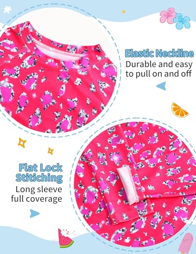 Image of TENVDA Girls Swimsuit Long Sleeve Rash Guard Sets UPF 50+ Two Piece Bathing Suits Size 3-12 Years