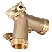 Produktbild OUKENS Gartenschlauch-Splitter, 3/4 Zoll Messing 2-Wege-Ventil Splitter Schlauch-Rohr-Hahn-Anschlüsse Schlauch-Splitter Golden für Gartenbewässerung(European Thread)