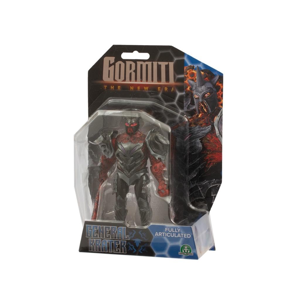 Gormiti The New Era, Villain General Krater Action Figure, 15cm Articulated Rival with Bracelama Weapon, Highly Detailed Collectible Toy for Kids Aged 4+
