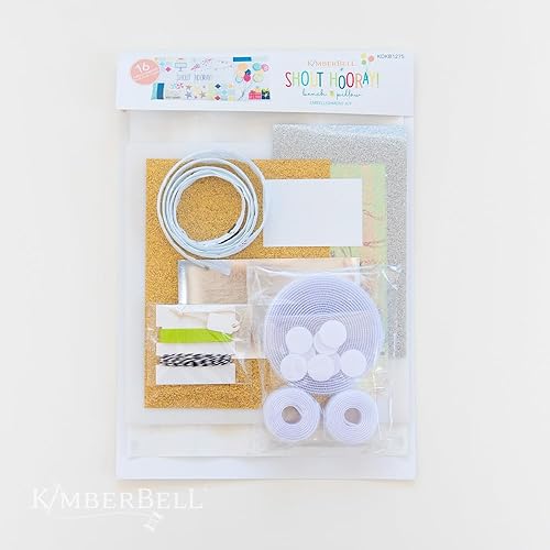 Kimberbell Shout Hooray - Kit de adornos para manualidades, juego de 16 piezas con vinilo fusible, cuero bordado y apliques de purpurina,