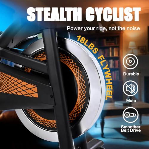 Image of Exercise Bike Indoor Stationary Bike with Bluetooth Cycling Bicycle for Home Gym 300 lbs Weight Capacity Adjustable Seat /Handlebar for Office Cardio Workout