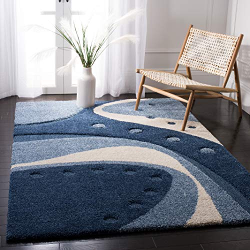 Tapete rectangular 6 x 9 pies azul oscuro ecru