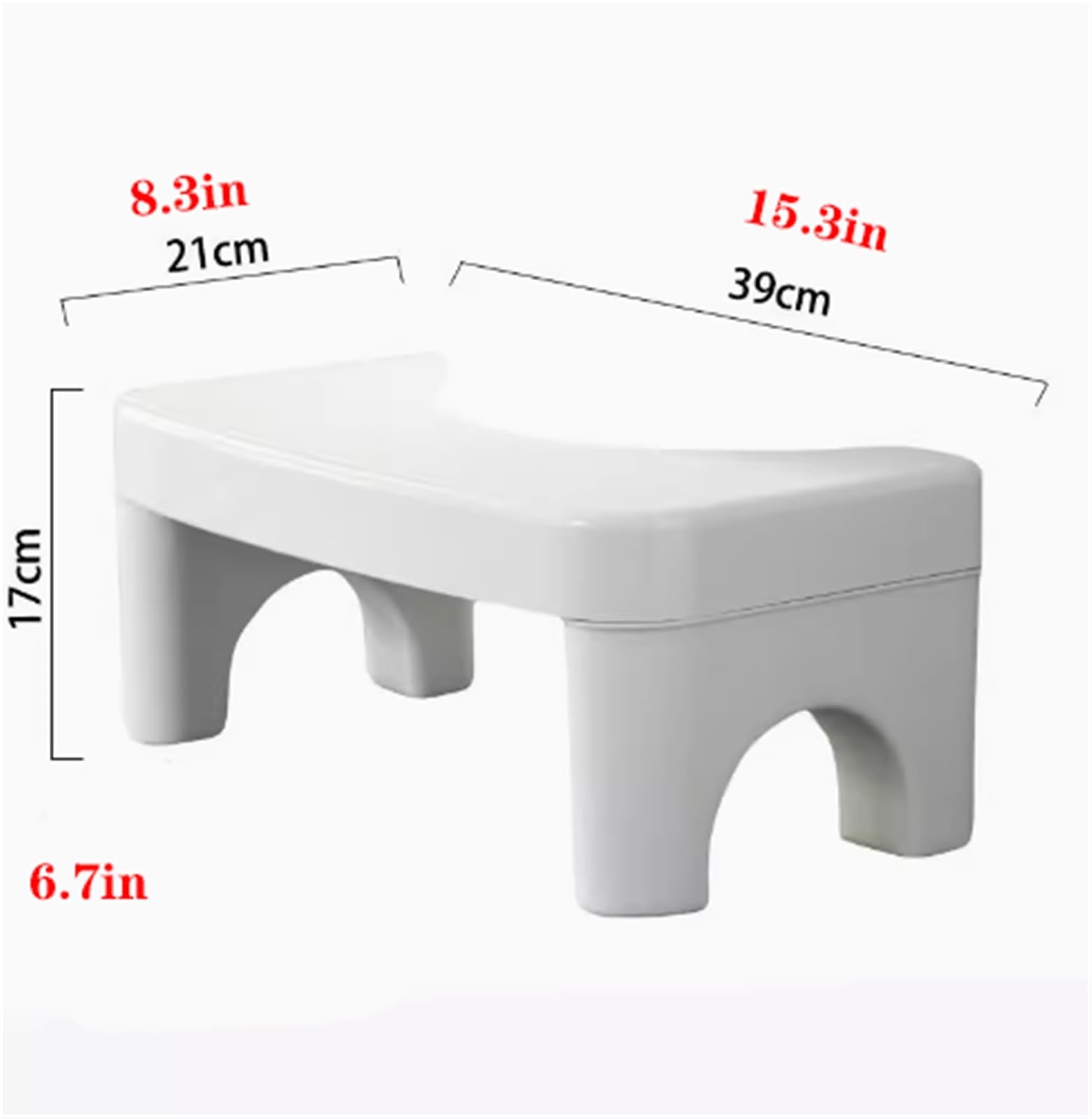 Kunststoff-Fußhocker, quadratisch, Töpfchenhocker for Kacken, Badezimmer-Fußstützenhocker, einfache Aufbewahrung, rutschfester Toilettenhocker for Erwachsene, Tragfähigkeit 300 Pfund, 15,3 Zoll