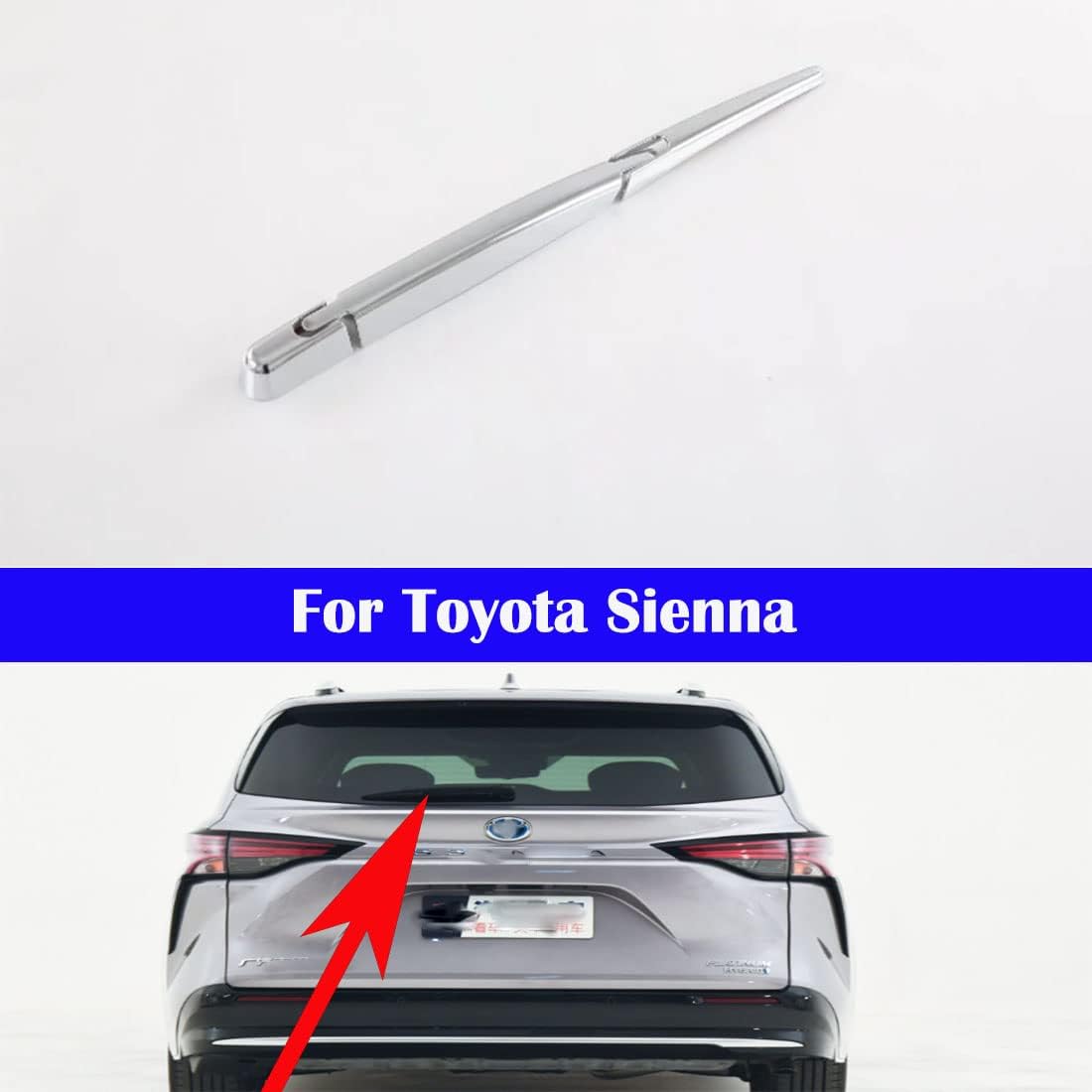 Car Rear Wiper Trim Strip Carbon Fiber Electroplating Material Trim Strip For Sienna 2021-2022-2023 (Silver)