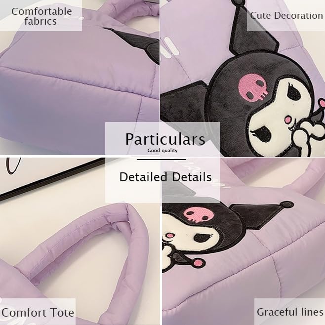 easitea Puffer Tote Bag for Women, Cartoon Quilted Handbag, Lightweight puffy Shoulder Bags Purse, for Work Travel Gym Shop - Image 5