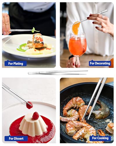 2-Pcs-10-Inch-Kitchen-Tweezers-Fine-Tweezer-Tongs-Stainless-Steel-Professional-Long-Cooking-Tweezers-for-BBQ-Sea-Food-Repairing-and-Serving-SILVER